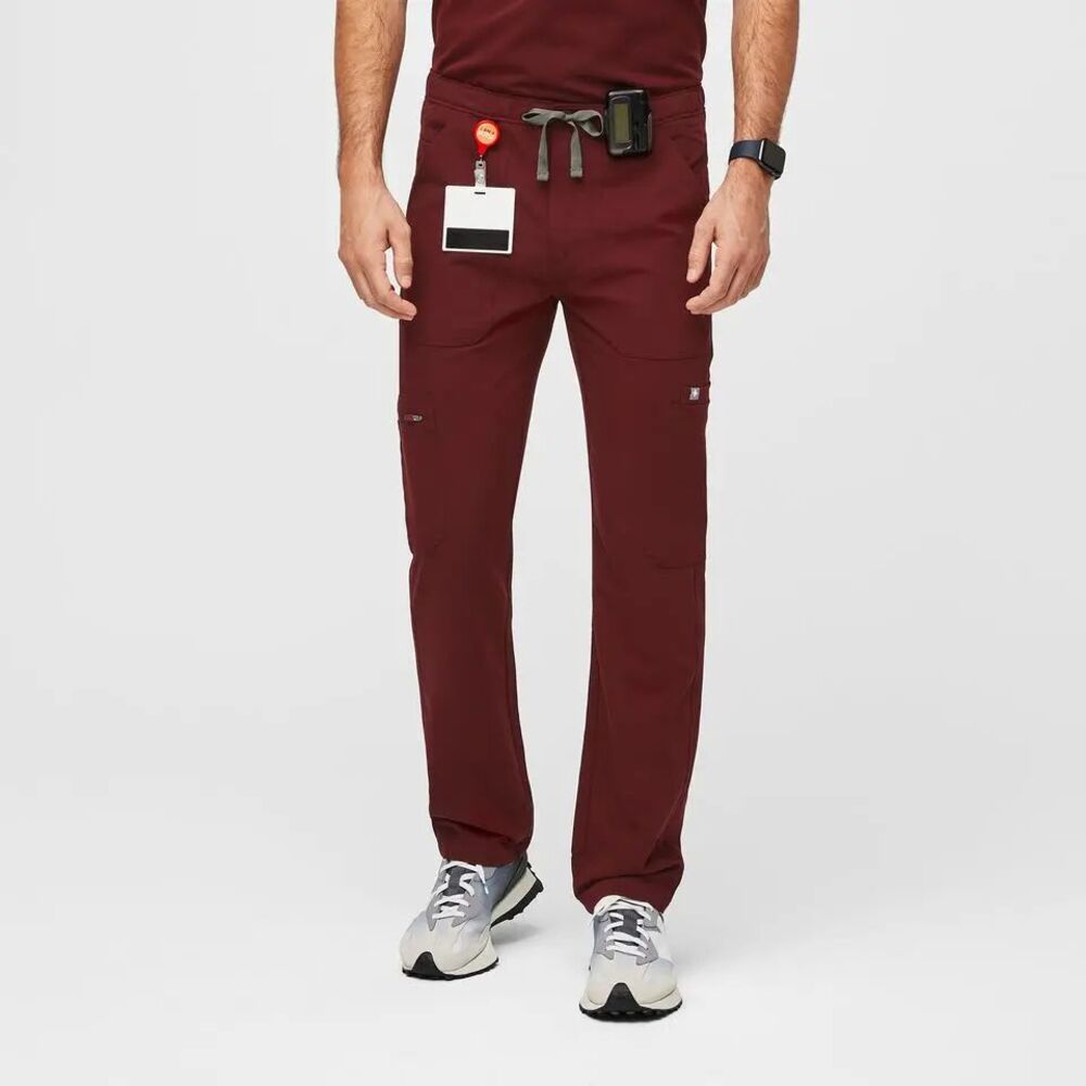 FIGS Cairo Cargo Scrub Pants Mens Large Burgundy Straight Leg